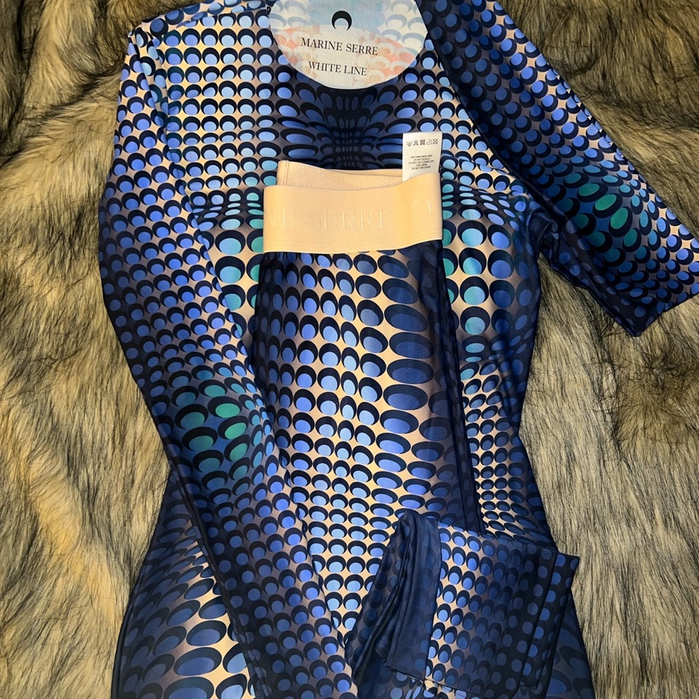 Marine Serre Blue Moonfish Top and Leggings Set